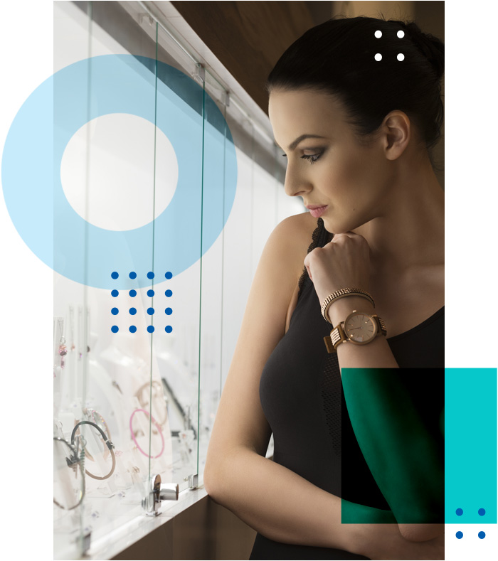 woman looking at jewelry