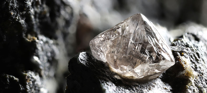 natural diamond nestled in kimberlite