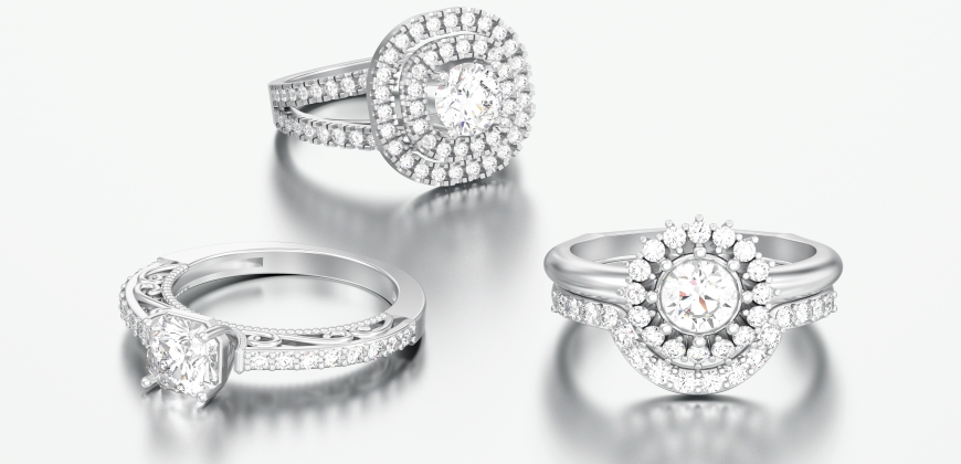 Three different engagement ring settings