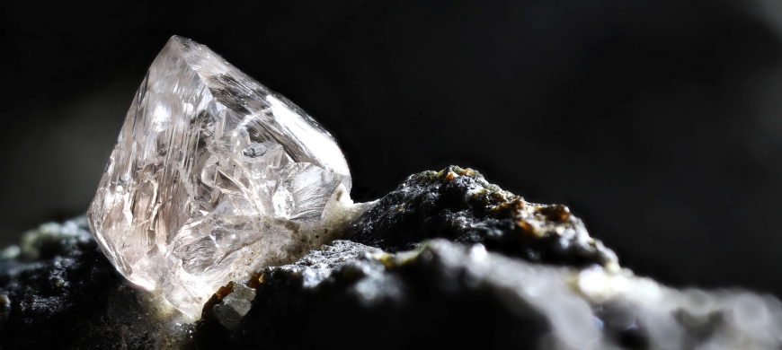 Natural diamond in a stone