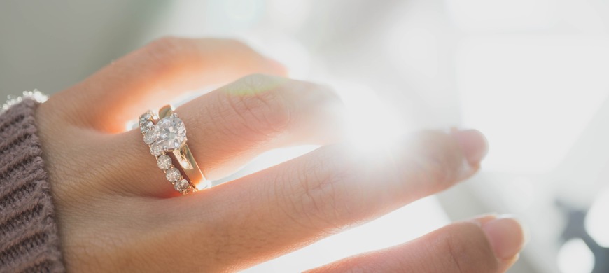 Eternity ring with an engagement ring