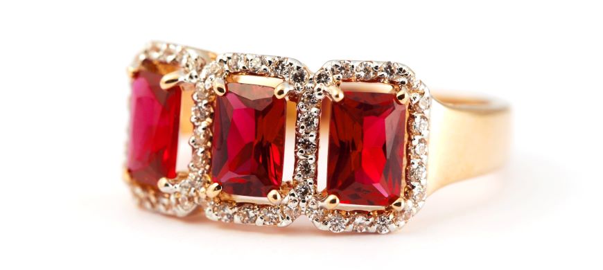 Three stone ruby ring