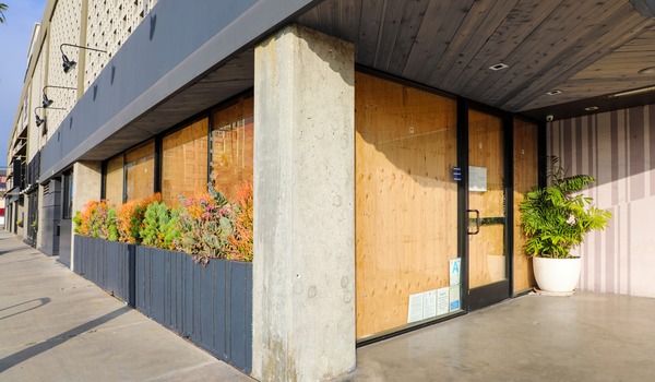 Boarded up jewelry store