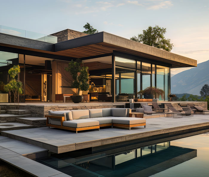 Luxury home with pool in mountains