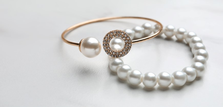 Two types of bracelets stacked together