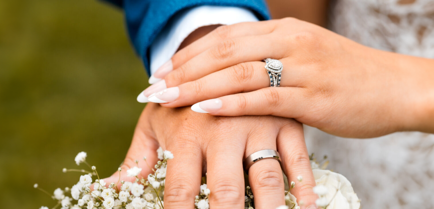 Bride and groom on wedding day