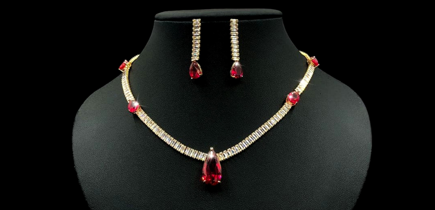 Ruby necklace on a black background