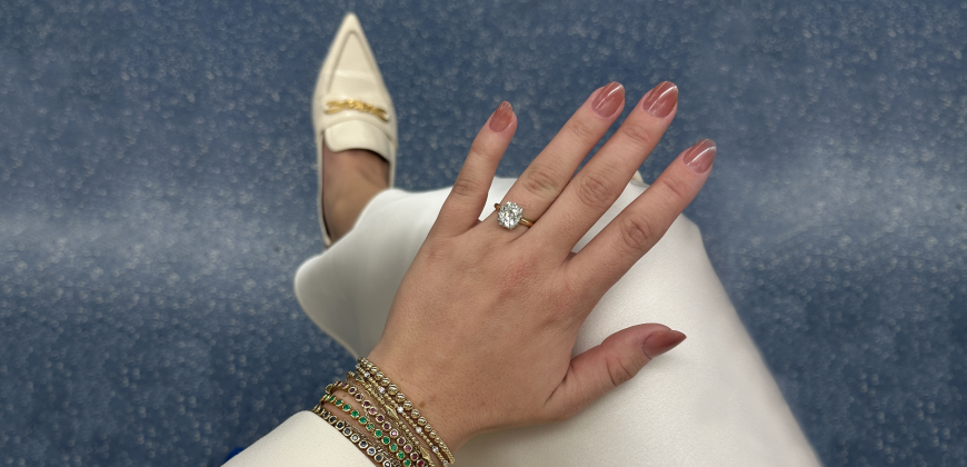 Close up of Bella's engagement ring