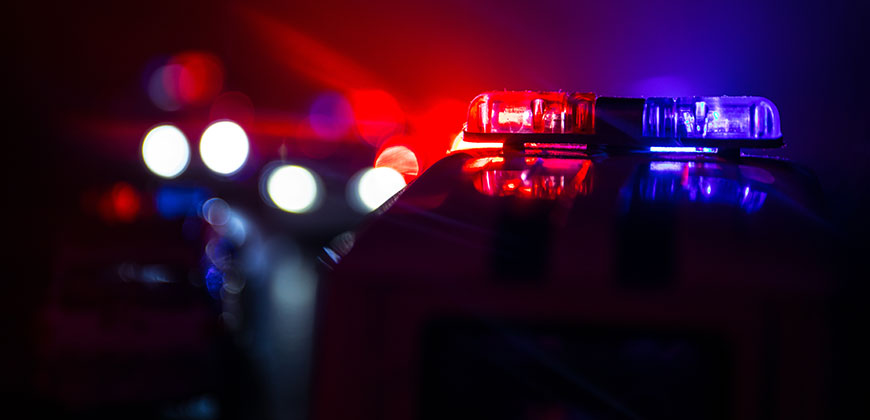 Police scene emergency lights