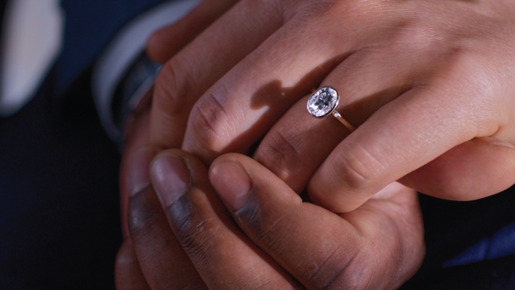 Close up of engagement ring