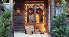 Christmas home front porch shipping boxes feature