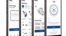 Screenshots of the Lux Digital Vault app on four phones