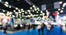 Blurred picture of people walking at a tradeshow