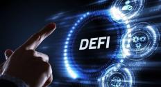 Defi on a high tech screen with a finger pointing at it