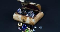Gemstones in a treasure box