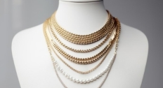 Different necklace lengths on a mannequin
