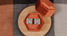 Stud earrings in an orange box