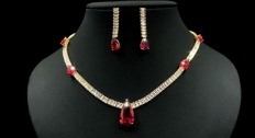 Ruby necklace on a black background