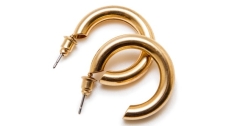 Two chunky gold hoop earrings