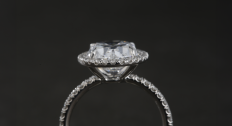 Close up side view of a diamond ring 