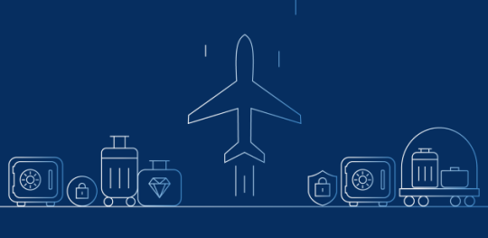 An airplane with other luggage on a navy background